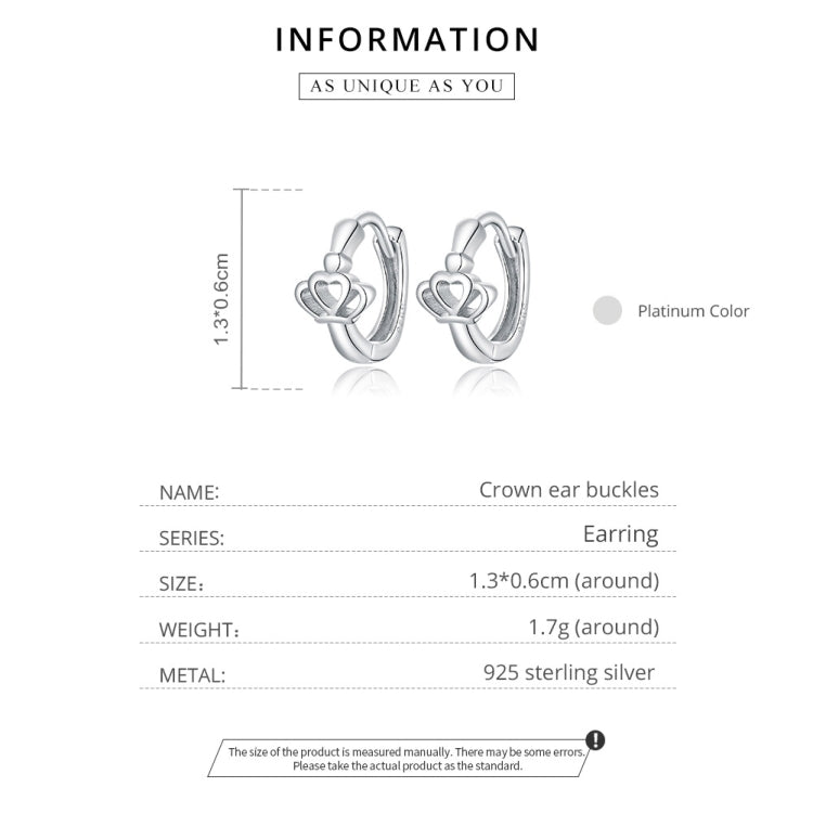 S925 Sterling Silver Silver Crown Ear Buckle Women Earrings
