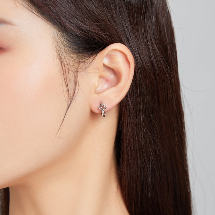 S925 Sterling Silver Silver Crown Ear Buckle Women Earrings