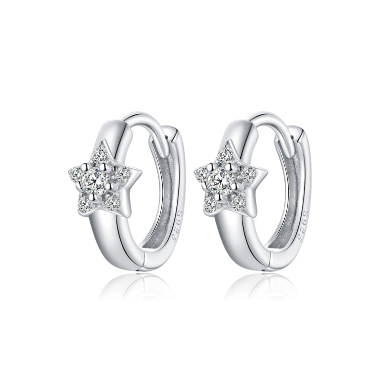 S925 Sterling Silver Silver Shining Stars Ear Buckle Women Earrings