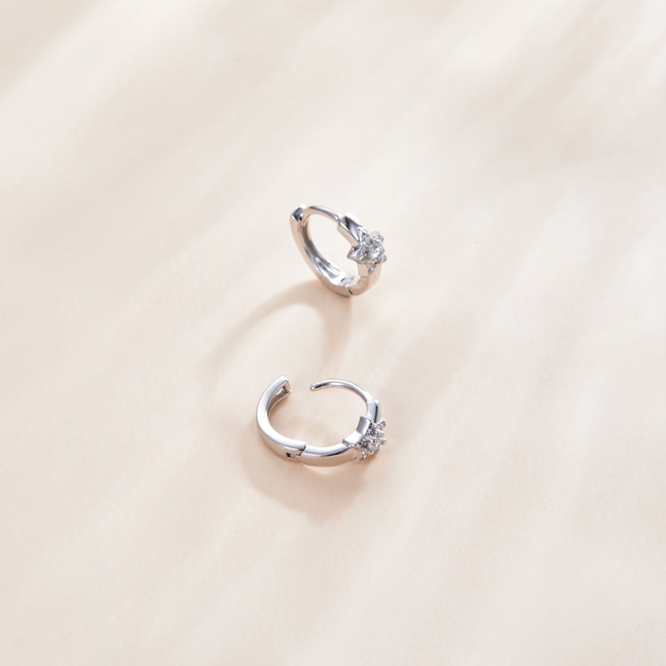 S925 Sterling Silver Silver Shining Stars Ear Buckle Women Earrings