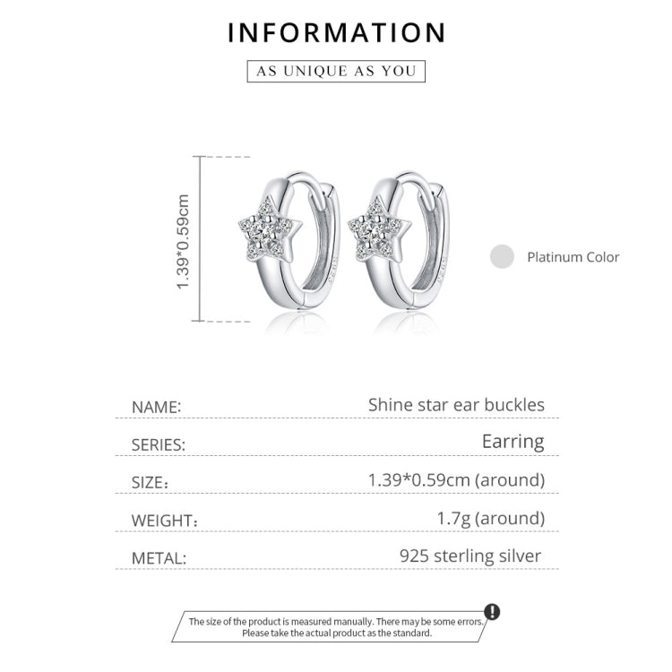 S925 Sterling Silver Silver Shining Stars Ear Buckle Women Earrings