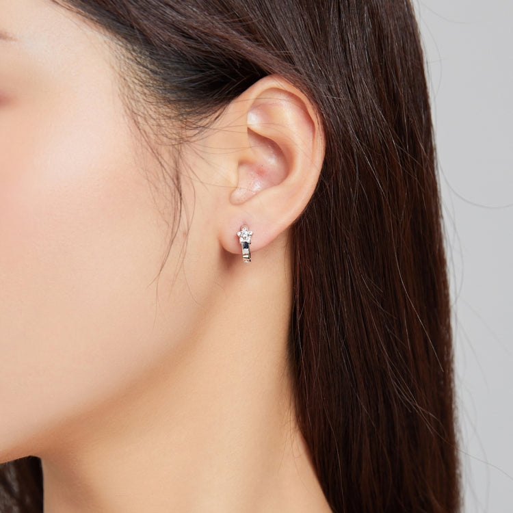 S925 Sterling Silver Silver Shining Stars Ear Buckle Women Earrings