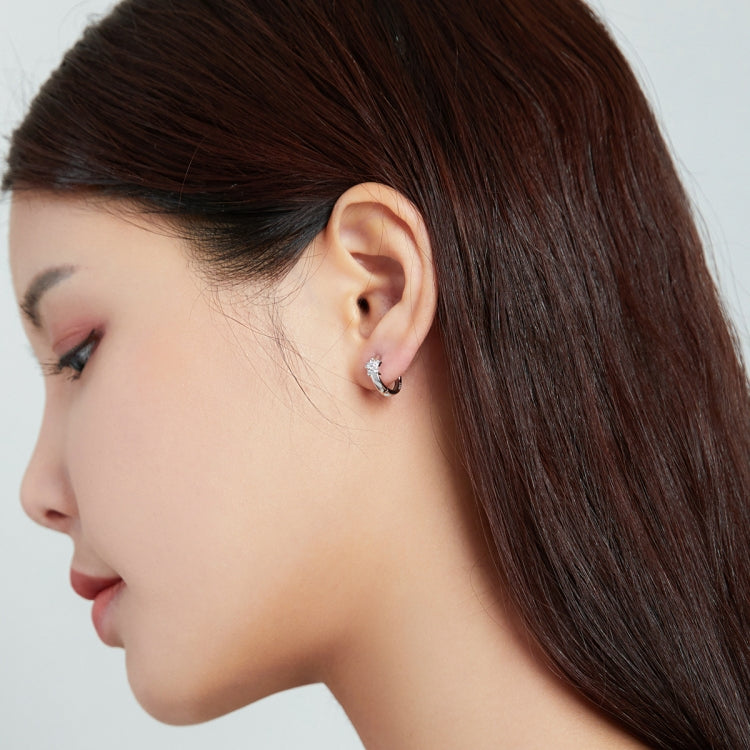S925 Sterling Silver Silver Shining Stars Ear Buckle Women Earrings