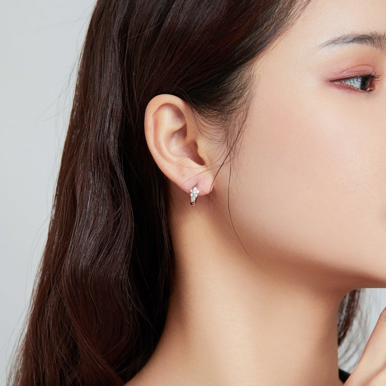 S925 Sterling Silver Silver Shining Stars Ear Buckle Women Earrings
