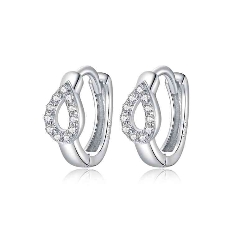 S925 Sterling Silver Silver Shining Water Droplets Ear Buckle Women Earrings