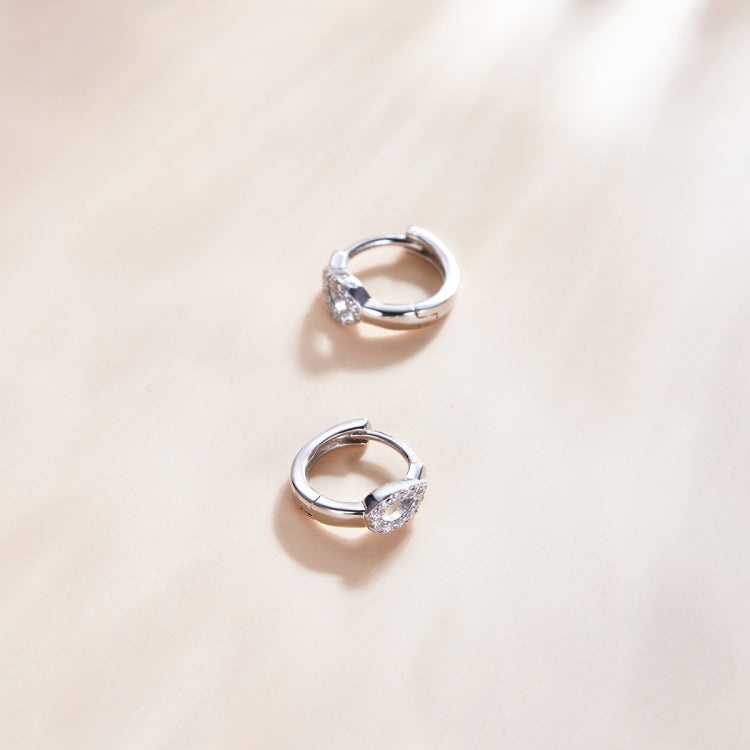 S925 Sterling Silver Silver Shining Water Droplets Ear Buckle Women Earrings