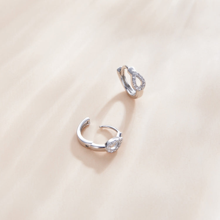 S925 Sterling Silver Silver Shining Water Droplets Ear Buckle Women Earrings