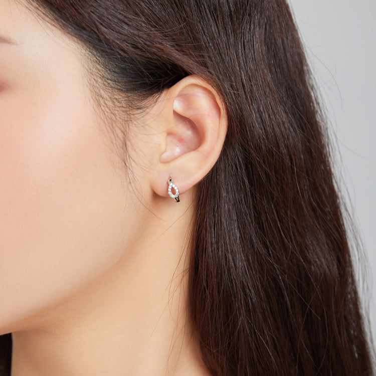 S925 Sterling Silver Silver Shining Water Droplets Ear Buckle Women Earrings