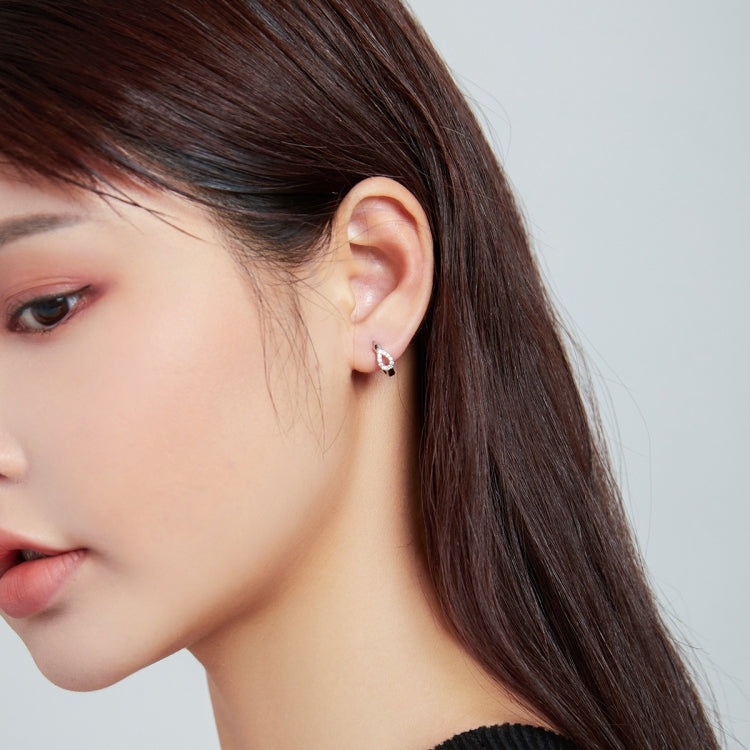 S925 Sterling Silver Silver Shining Water Droplets Ear Buckle Women Earrings