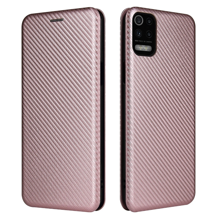 For LG K53 Carbon Fiber Texture Horizontal Flip TPU + PC + PU Leather Case with Card Slot