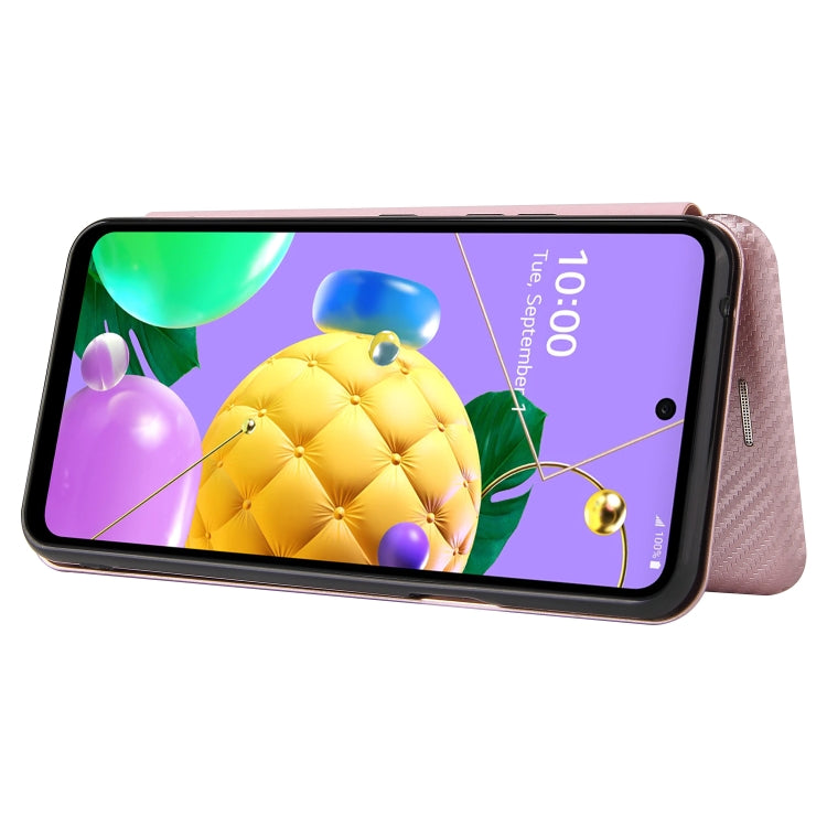 For LG K53 Carbon Fiber Texture Horizontal Flip TPU + PC + PU Leather Case with Card Slot