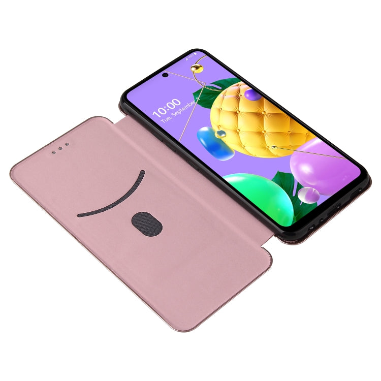 For LG K53 Carbon Fiber Texture Horizontal Flip TPU + PC + PU Leather Case with Card Slot