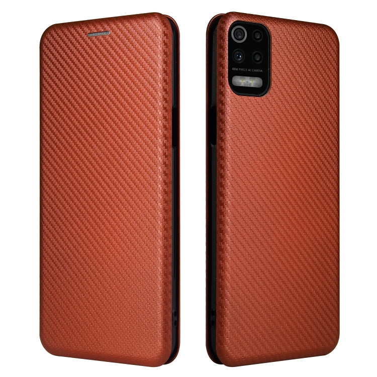 For LG K53 Carbon Fiber Texture Horizontal Flip TPU + PC + PU Leather Case with Card Slot