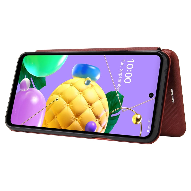 For LG K53 Carbon Fiber Texture Horizontal Flip TPU + PC + PU Leather Case with Card Slot