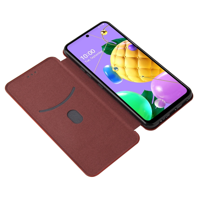 For LG K53 Carbon Fiber Texture Horizontal Flip TPU + PC + PU Leather Case with Card Slot
