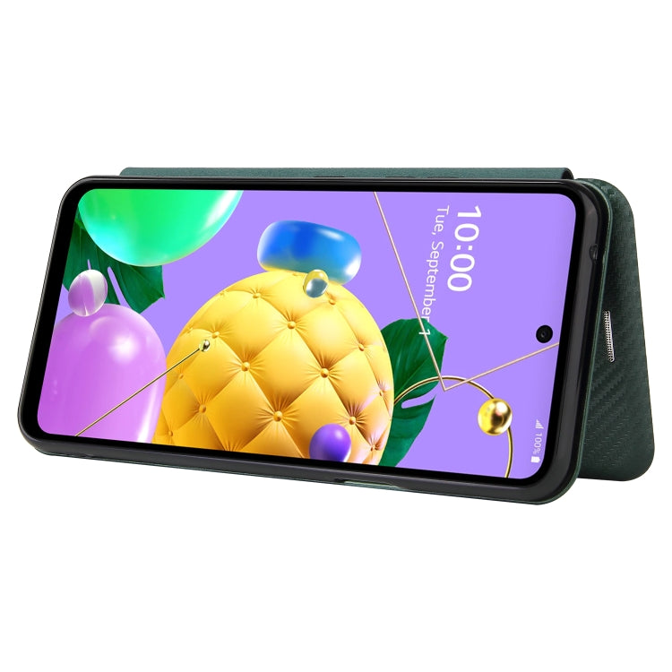For LG K53 Carbon Fiber Texture Horizontal Flip TPU + PC + PU Leather Case with Card Slot