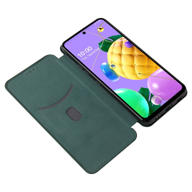 For LG K53 Carbon Fiber Texture Horizontal Flip TPU + PC + PU Leather Case with Card Slot