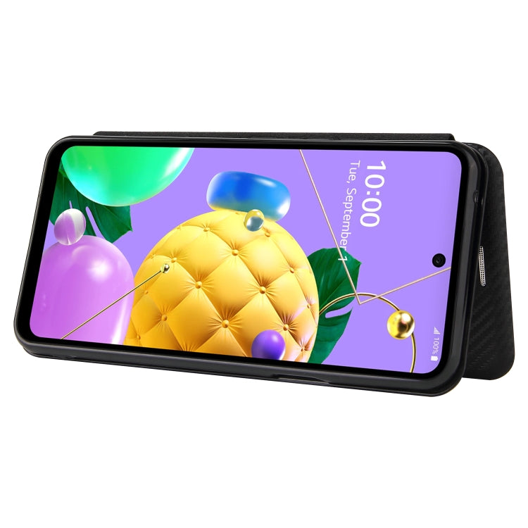 For LG K53 Carbon Fiber Texture Horizontal Flip TPU + PC + PU Leather Case with Card Slot