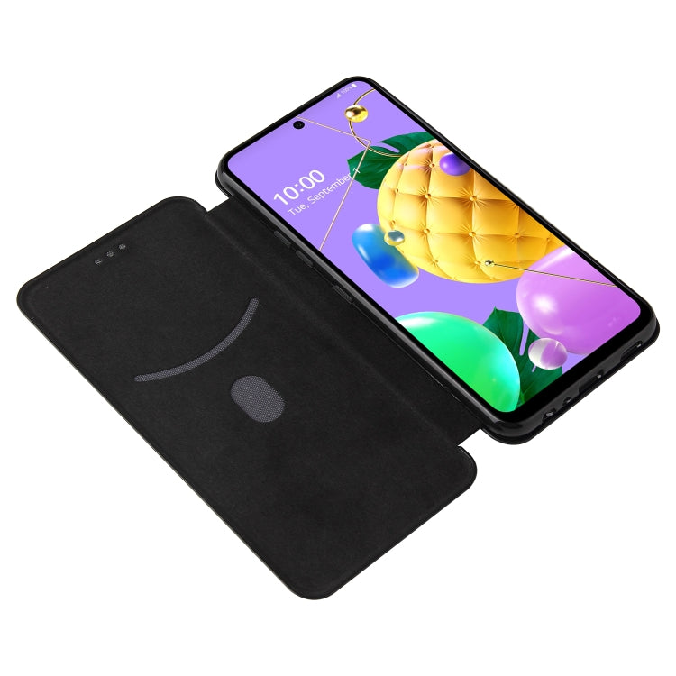 For LG K53 Carbon Fiber Texture Horizontal Flip TPU + PC + PU Leather Case with Card Slot