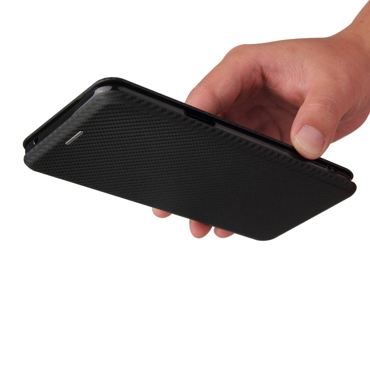 For LG K53 Carbon Fiber Texture Horizontal Flip TPU + PC + PU Leather Case with Card Slot