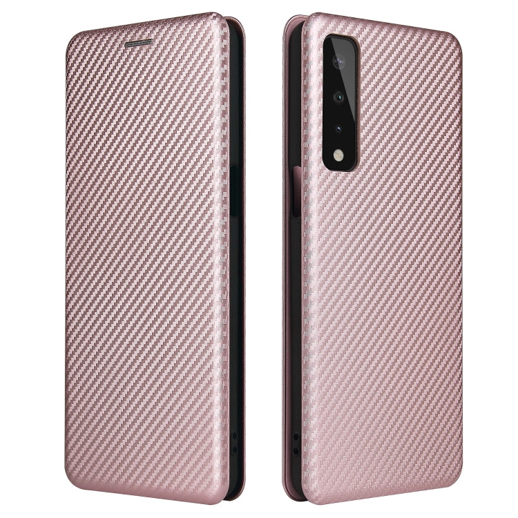 For LG Stylo 7 5G Carbon Fiber Texture Horizontal Flip TPU + PC + PU Leather Case with Card Slot