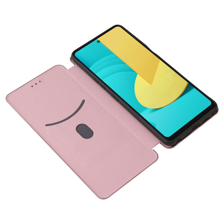 For LG Stylo 7 5G Carbon Fiber Texture Horizontal Flip TPU + PC + PU Leather Case with Card Slot