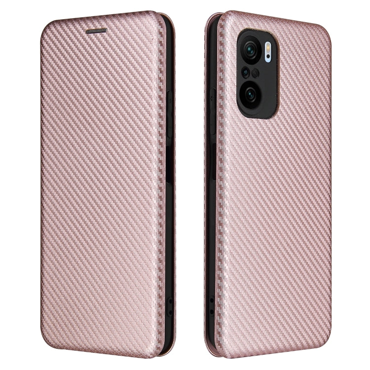 For Xiaomi Redmi K40 / K40 Pro Carbon Fiber Texture Horizontal Flip TPU + PC + PU Leather Case with Card Slot