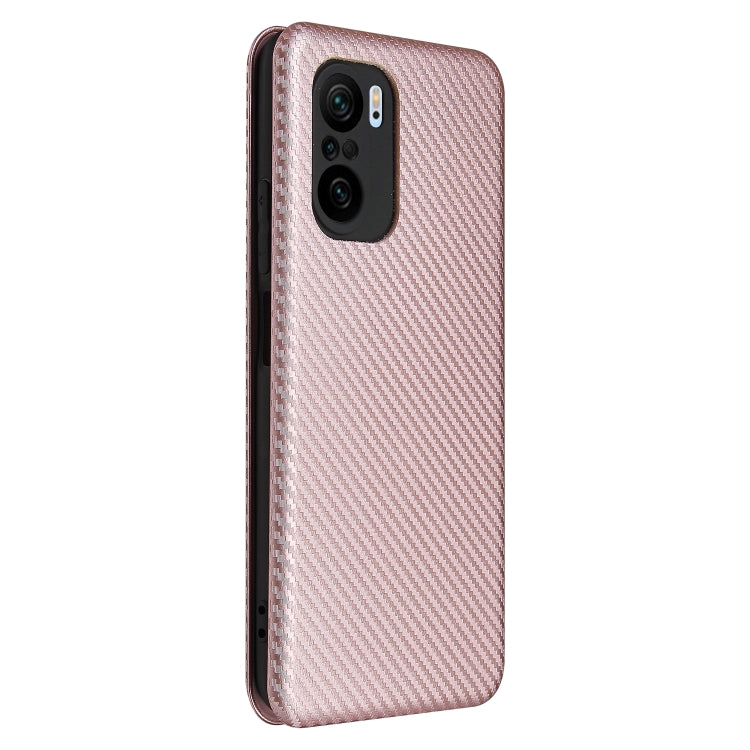 For Xiaomi Redmi K40 / K40 Pro Carbon Fiber Texture Horizontal Flip TPU + PC + PU Leather Case with Card Slot