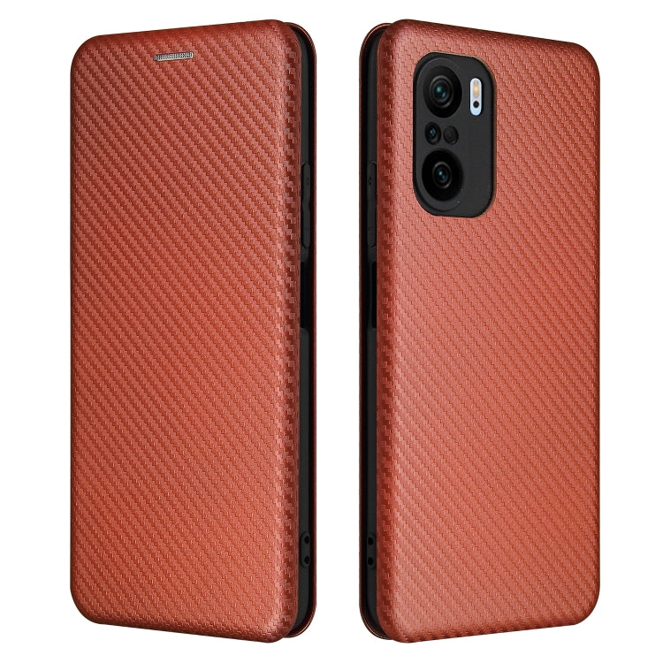 For Xiaomi Redmi K40 / K40 Pro Carbon Fiber Texture Horizontal Flip TPU + PC + PU Leather Case with Card Slot