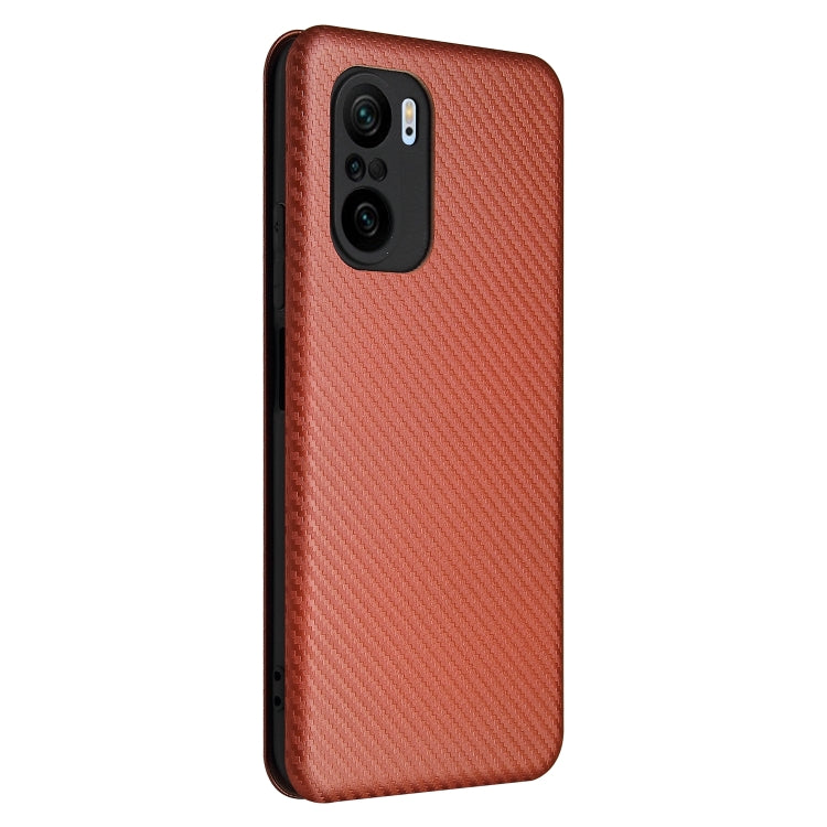 For Xiaomi Redmi K40 / K40 Pro Carbon Fiber Texture Horizontal Flip TPU + PC + PU Leather Case with Card Slot