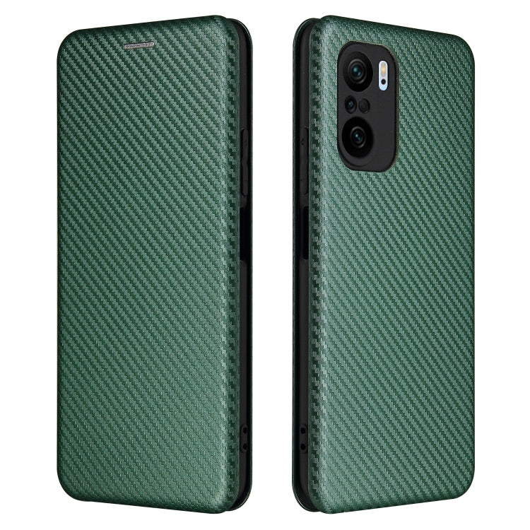 For Xiaomi Redmi K40 / K40 Pro Carbon Fiber Texture Horizontal Flip TPU + PC + PU Leather Case with Card Slot