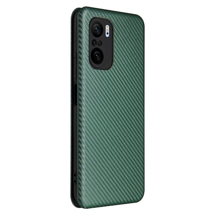 For Xiaomi Redmi K40 / K40 Pro Carbon Fiber Texture Horizontal Flip TPU + PC + PU Leather Case with Card Slot