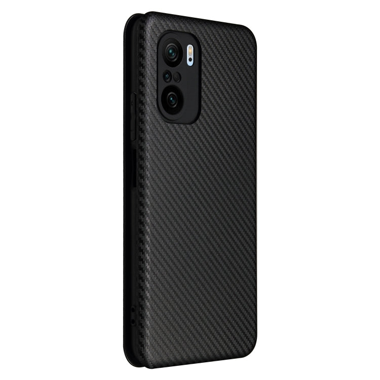 For Xiaomi Redmi K40 / K40 Pro Carbon Fiber Texture Horizontal Flip TPU + PC + PU Leather Case with Card Slot