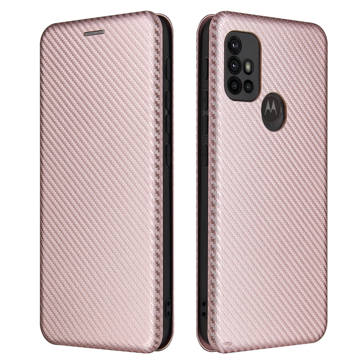 For Motorola Moto G30 / G10 Carbon Fiber Texture Horizontal Flip TPU + PC + PU Leather Case with Card Slot