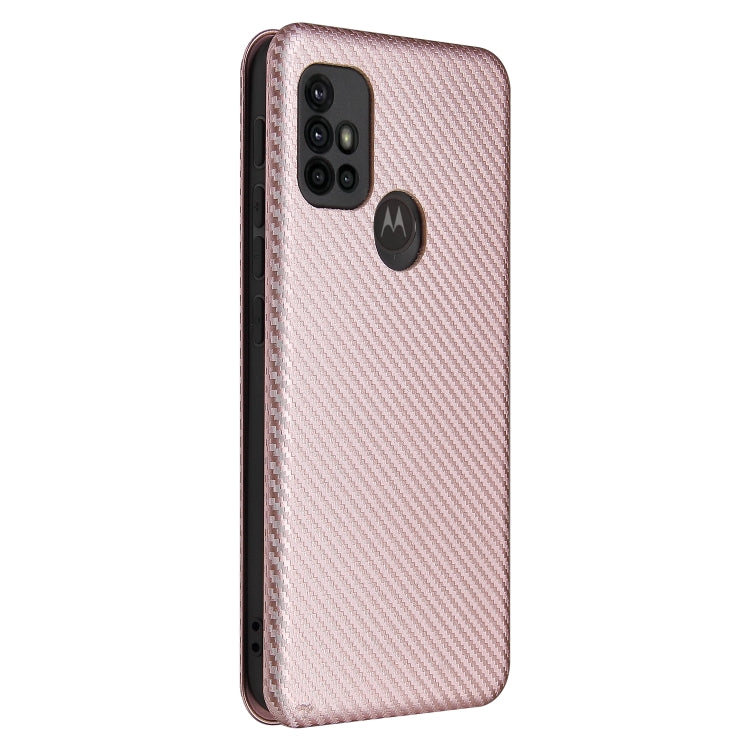 For Motorola Moto G30 / G10 Carbon Fiber Texture Horizontal Flip TPU + PC + PU Leather Case with Card Slot