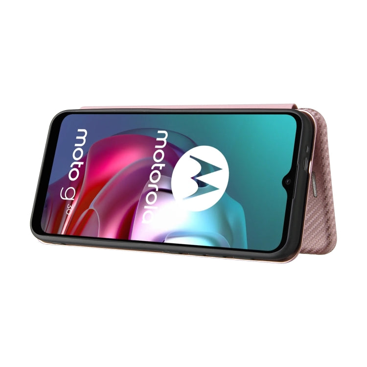 For Motorola Moto G30 / G10 Carbon Fiber Texture Horizontal Flip TPU + PC + PU Leather Case with Card Slot