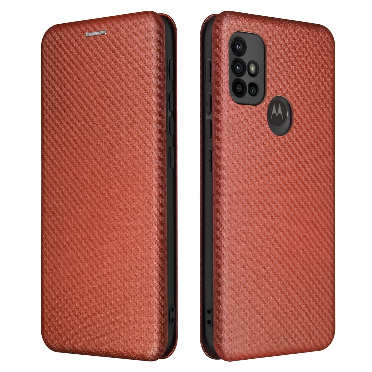 For Motorola Moto G30 / G10 Carbon Fiber Texture Horizontal Flip TPU + PC + PU Leather Case with Card Slot