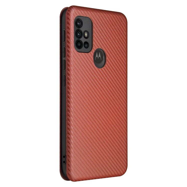 For Motorola Moto G30 / G10 Carbon Fiber Texture Horizontal Flip TPU + PC + PU Leather Case with Card Slot