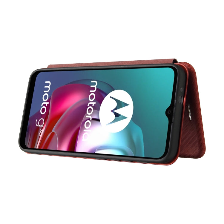 For Motorola Moto G30 / G10 Carbon Fiber Texture Horizontal Flip TPU + PC + PU Leather Case with Card Slot