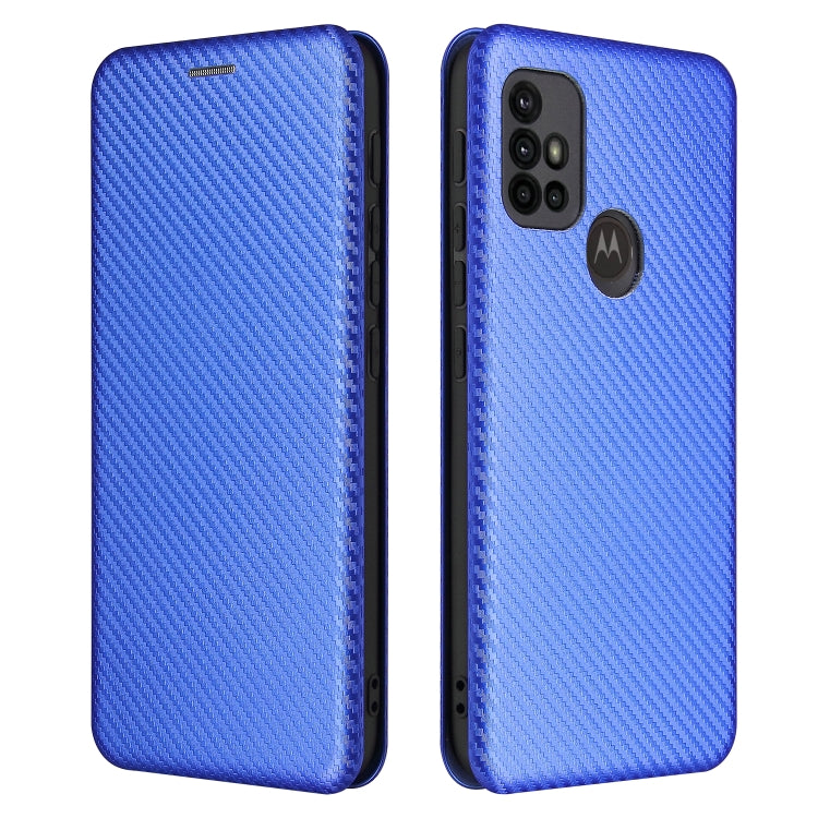For Motorola Moto G30 / G10 Carbon Fiber Texture Horizontal Flip TPU + PC + PU Leather Case with Card Slot