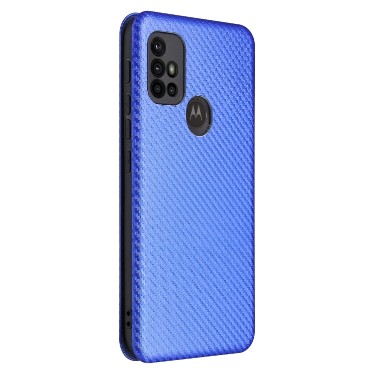 For Motorola Moto G30 / G10 Carbon Fiber Texture Horizontal Flip TPU + PC + PU Leather Case with Card Slot