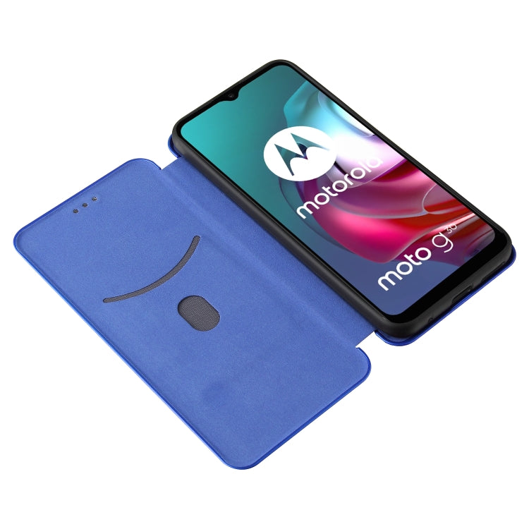 For Motorola Moto G30 / G10 Carbon Fiber Texture Horizontal Flip TPU + PC + PU Leather Case with Card Slot