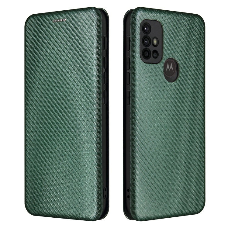 For Motorola Moto G30 / G10 Carbon Fiber Texture Horizontal Flip TPU + PC + PU Leather Case with Card Slot
