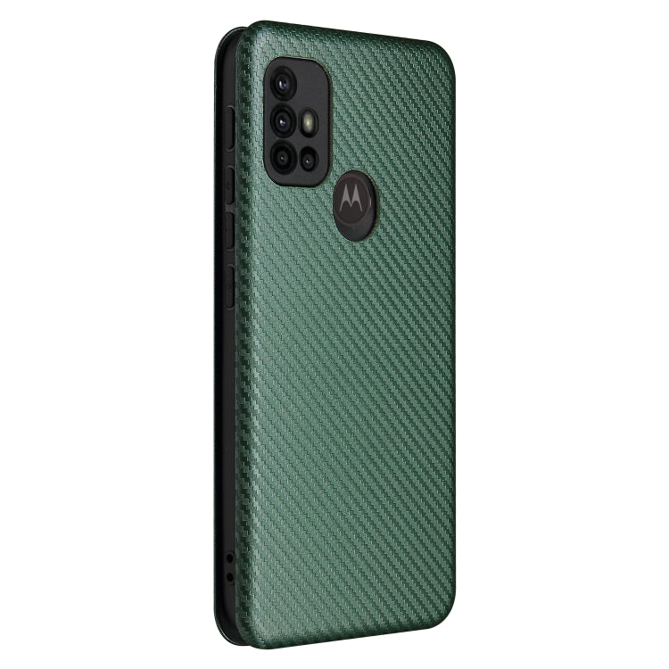 For Motorola Moto G30 / G10 Carbon Fiber Texture Horizontal Flip TPU + PC + PU Leather Case with Card Slot
