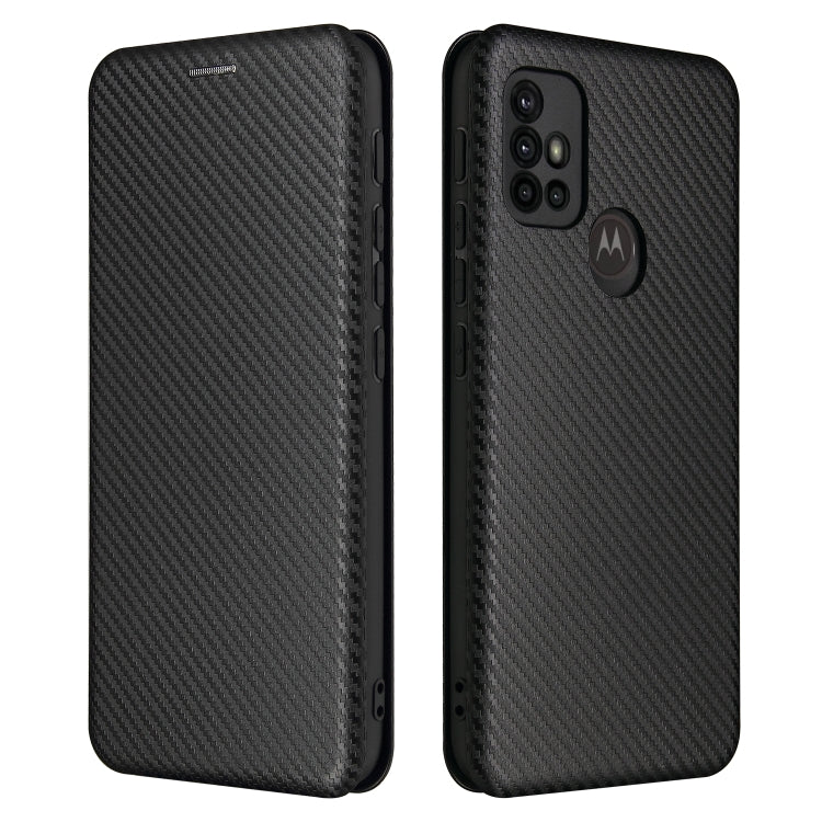 For Motorola Moto G30 / G10 Carbon Fiber Texture Horizontal Flip TPU + PC + PU Leather Case with Card Slot