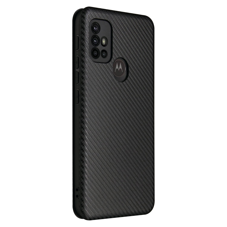 For Motorola Moto G30 / G10 Carbon Fiber Texture Horizontal Flip TPU + PC + PU Leather Case with Card Slot