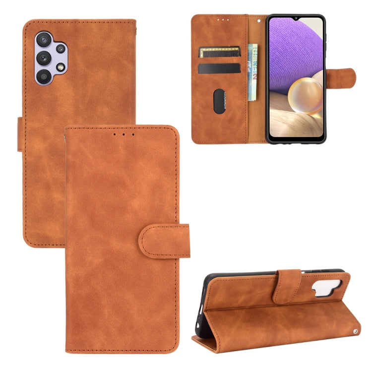 For Samsung Galaxy A32 5G Solid Color Skin Feel Magnetic Buckle Horizontal Flip Calf Texture PU Leather Case with Holder & Card Slots & Wallet