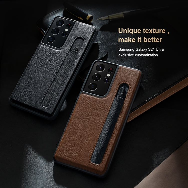 For Samsung Galaxy S21 Ultra 5G NILLKIN Aoge Series Shockproof Leather Case with Card Slot