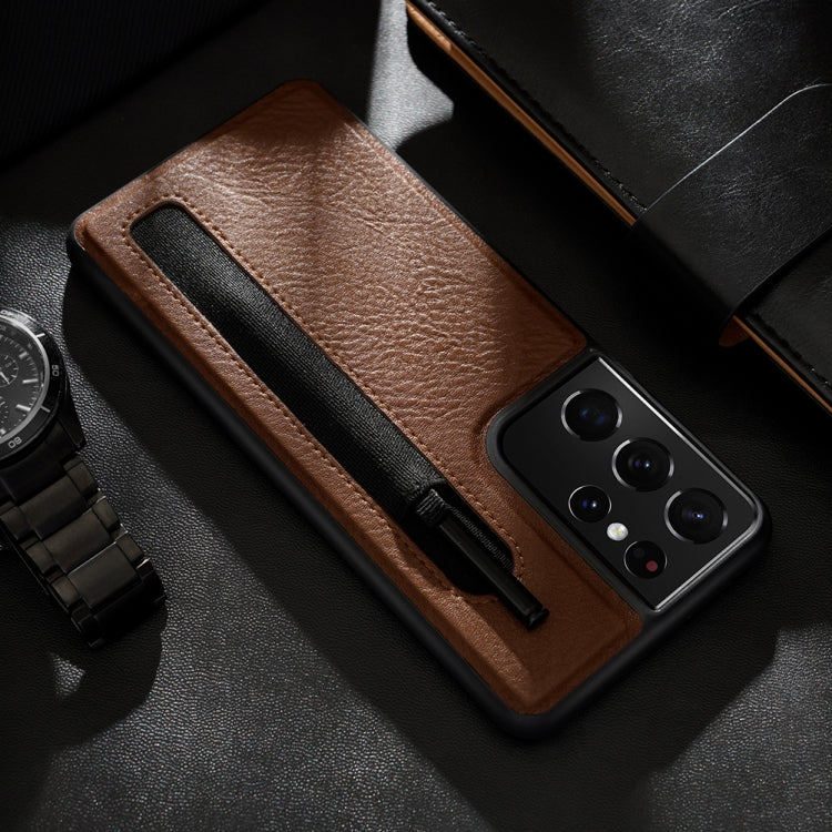 For Samsung Galaxy S21 Ultra 5G NILLKIN Aoge Series Shockproof Leather Case with Card Slot