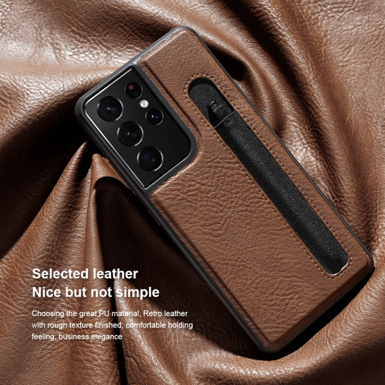 For Samsung Galaxy S21 Ultra 5G NILLKIN Aoge Series Shockproof Leather Case with Card Slot